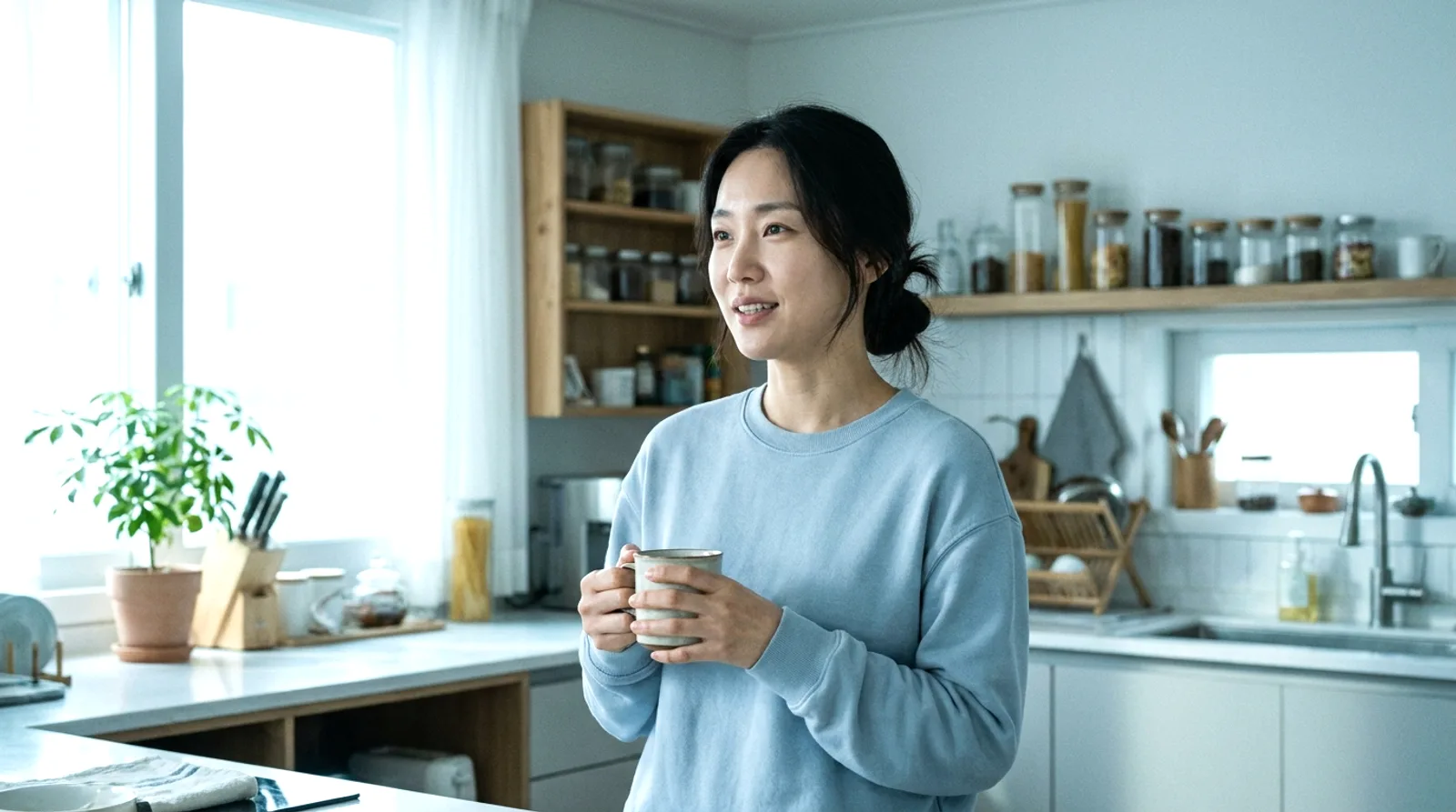 아침 부엌에서 혼잣말로 영어 문장을 만들어 보는 사람 — 완벽하지 않아도 조립하는 행위 자체가 훈련이다